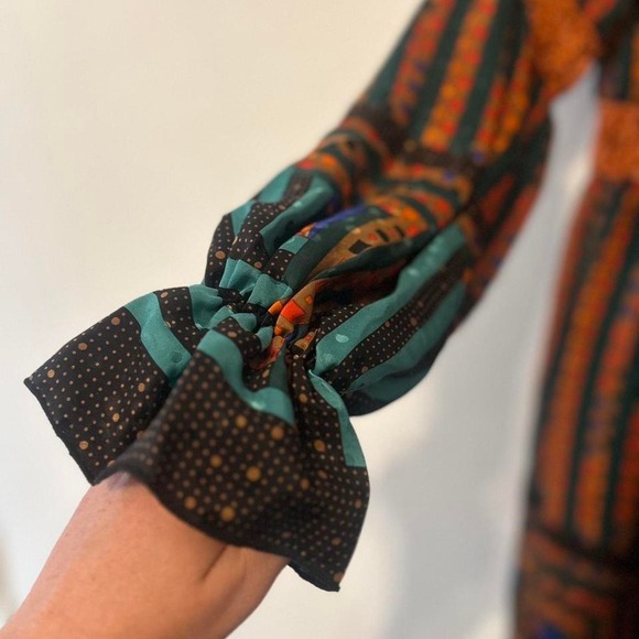 NWT Anna Sui $440 100% silk dress perfect for Thanksgiving size 0 - Picture 5 of 8